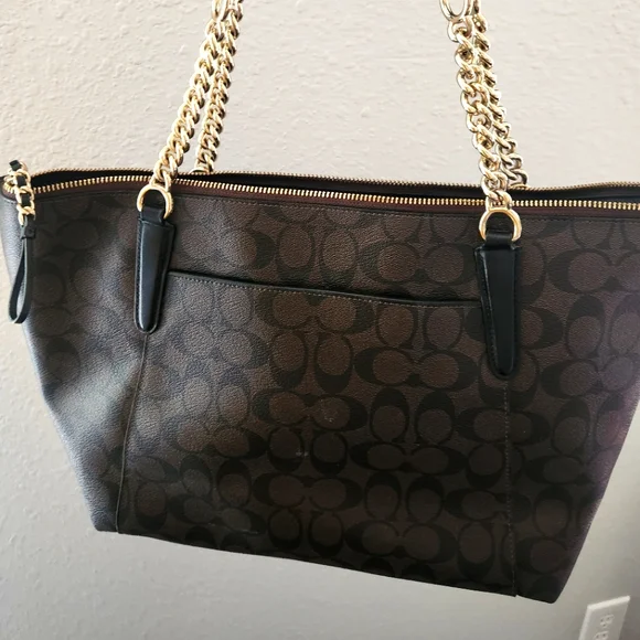 Coach Ava Chain Tote Signature Canvas in Brown/Black AUTHENTIC - Picture 3 of 9